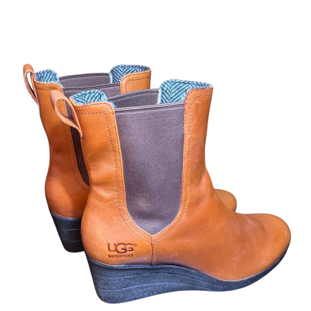 UGG Dupre Chestnut Leather Wedge Boots Women’s Size 9